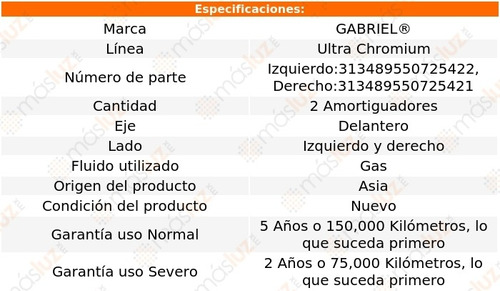 Kit 2 Amortiguadores Del Ultra Chromium Forte 16/18 Gabriel Foto 2