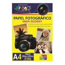 Papel Fotografico A4 Glossy Com Brilho 180g C/100 Folhas