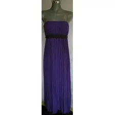 Maxi Vestido Corte Strapless Color Violeta
