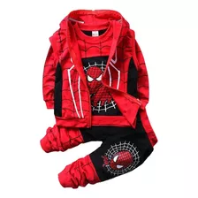 Disfraz De Superhéroe Para Niños Chaqueta Deportiva Spider Man Camiseta Y Pantalones 3 Piezas, Conjunto De Ropa