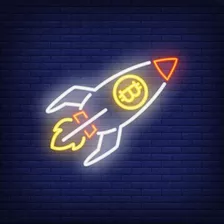 Placa Luminosa Neon Decoração Foguete Bitcoin