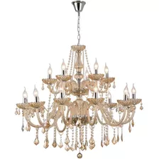 Lustre Pendente Maria Tereza Cristais 18 Braços Champanhe 110v 220v (bivolt)