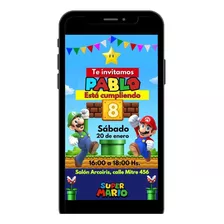 Invitación Digital Súper Mario Bros Invitación Mario Luigi 