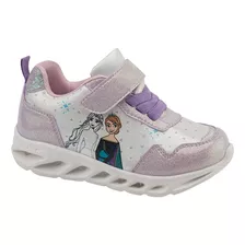 Tenis Luces Frozen Lila Para Niña 5010