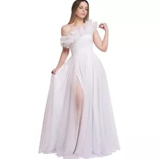 Vestido Feminino Longo Noiva Civil, Ensaio Fotográfico Ox040