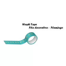 Fita Decorativa Washi Tape Flamingo Verde 15mmx10m Tilibra