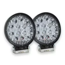 Par De Faros 14 Led Redondos Auxiliares Luz Fija Y Estrobo