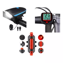 Kit Sinalização Lanterna Buzina E Velocímetro Bicicleta Bike