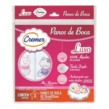 Pano De Boca Menina Rosa Cremer - Kit C/ 3 Pacotes
