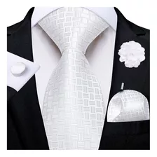 Conjunto De Gravata Branca Em Seda Luxu Com Lapela