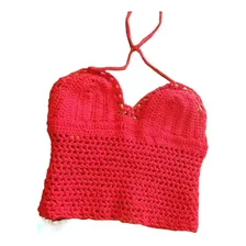 Top Crochet Rojo Playa Verano