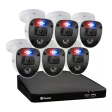 Swann Sistem Seguridad De 6 Cam Con Luz, Hd, Alexa Vn Color