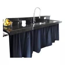 Cortina Para Pia Balcão 2,80m X 90cm - Diversas Cores Cor Preto