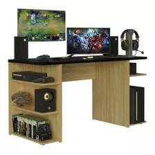 Escritorio Gamer Madesa Mesa Para Computador Gamer 9409 Mdp De 136cm X 75cm X 60cm Roble Y Negro