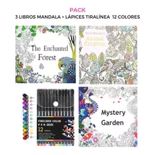Set Mandalas Para Colorear + Lápices Tiralinea 12 Colores