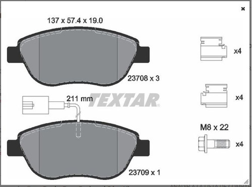 Balatas Delanteras Fiat Stilo / 500 Abarth 2006-2019 Textar Foto 2