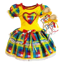 Vestido Festa Junina São João Infantil Quadrilha Laços Luxo