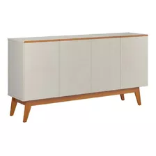 Balcão Buffet Bancada 4 Portas Ares Lux Off White Naturale Cor Off White/nature