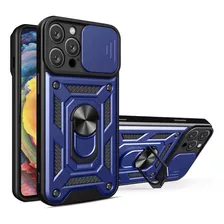 Funda Para iPhone 14 Pro Max Holder Protector Camara Azul