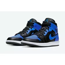 Tenis Nike Air Jordan 1 Mid Black Hyper Royal Originales