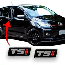 Par De Emblemas Alto Relevo P/ Coluna Vw Golf Up Polo - Tsi Cor Preto