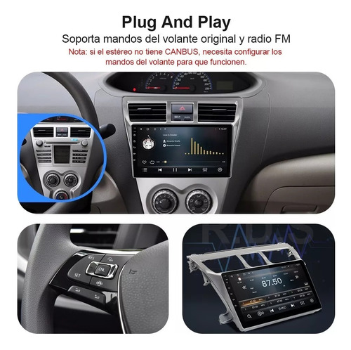 Toyota Yaris 08-15 Carplay Android Auto Touch Radio Bluetoot Foto 4