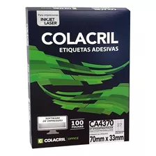 Etiqueta Impressora A4 70 X 33 Mm 100 Fls Ca4370 Colacril Cor Branco