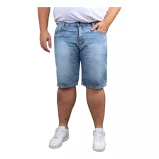 Bermuda Short Jeans Masculino Plus Size Lisas Slim