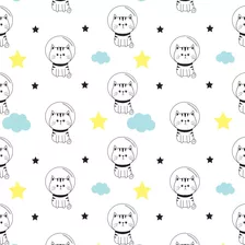 Papel De Parede Infantil Estrelas E Gatinhos 2,70x0,57m