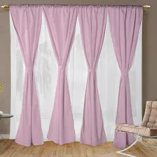 Cortinas En Tela Kit Amelia 150x210 Panama Voile Colores