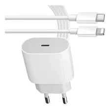 Cabo + Fonte Usb-c Turbo 20w P/ iPhone X Xr 11 12 13 14 Pro 