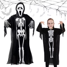 Disfraz Esqueleto Halloween Cosplay Niños Y Adultos