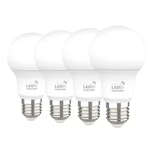 Pack 4 Ampolletas Led A60 9w Luz Cálida