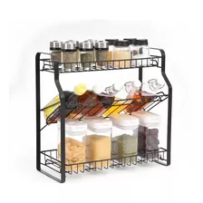 Organizador Estante Cocina Especiero 3 Niveles Casatua Color Negro