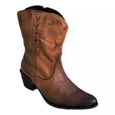 Bota Feminina Zíper Ajuste Perlatto Wes001 Bota Couro Salto