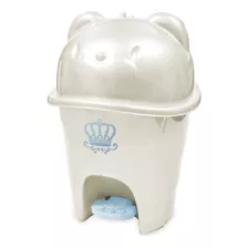 Lixeira Adoleta Fofura 6,5l Branco Perolado Real Azul 0953