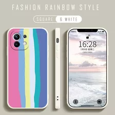 Funda Cuadrada De Silicona Líquida Arco Iris Para Xiaomi Red