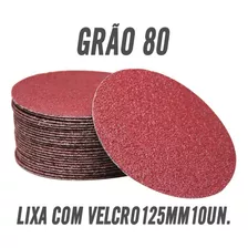 Disco De Lixa Com Velcro 125mm Grãos Diversos Kit-10 Peças Quantidade De Cascalhos 80