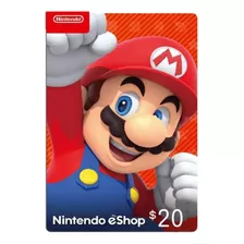 Nintendo Eshop Card $20 Usd Tarjeta Para Cuenta Americana