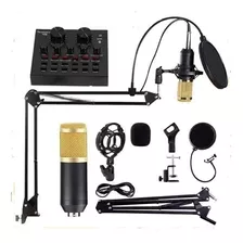 Kit Completo Microfone Bm800 Mini Placa Mesa V8 Live Sound