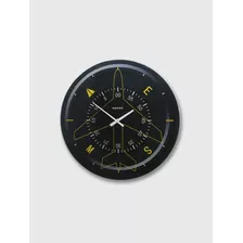 Reloj De Pared Compass Decoración Morph Estructura Negro