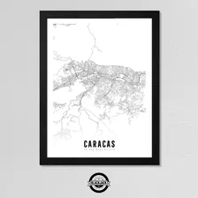 Cuadro Mapa Ciudades Caracas Venezuela Nordico 30x40 Mad