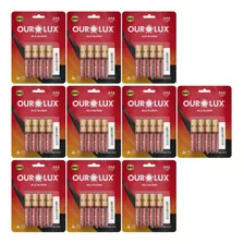 40 Pilhas Baterias Alcalinas Aaa Ourolux 3a - 10 Blister C/4