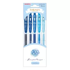 Set 5 Lápices Zebra Sarasa Clip 0.5mm Flower Bouquet Color De La Tinta Azules