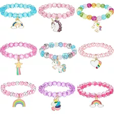 9 Pulseras Coloridas De Unicornio Para Niñas Pulseras De Uni