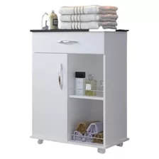 Armário Multiuso Fruteira Mesa De Cozinha Com Rodinhas Cor Branco