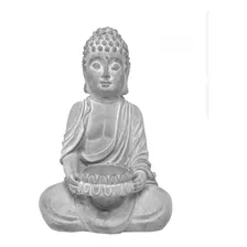Buda Decorativo Castiçal De Concreto Sentado 20,5 Cm - Lyor