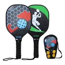 Juego De Raquetas De Pickleball De Madera 2 Raquetas 4 Bolas