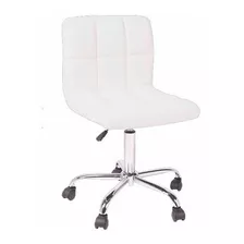 Silla Cubos Office Blanca Pu - Blanco Y Cromo Këssa Muebles