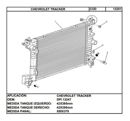 Radiador Chevrolet Tracker 2015. At 22mm (cod:13251) Foto 2